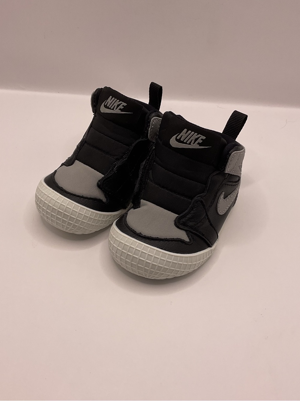 Nike Air Jordan 1 Bootie Black and Gray Crib Shoes Size 2c Shadow Colorway